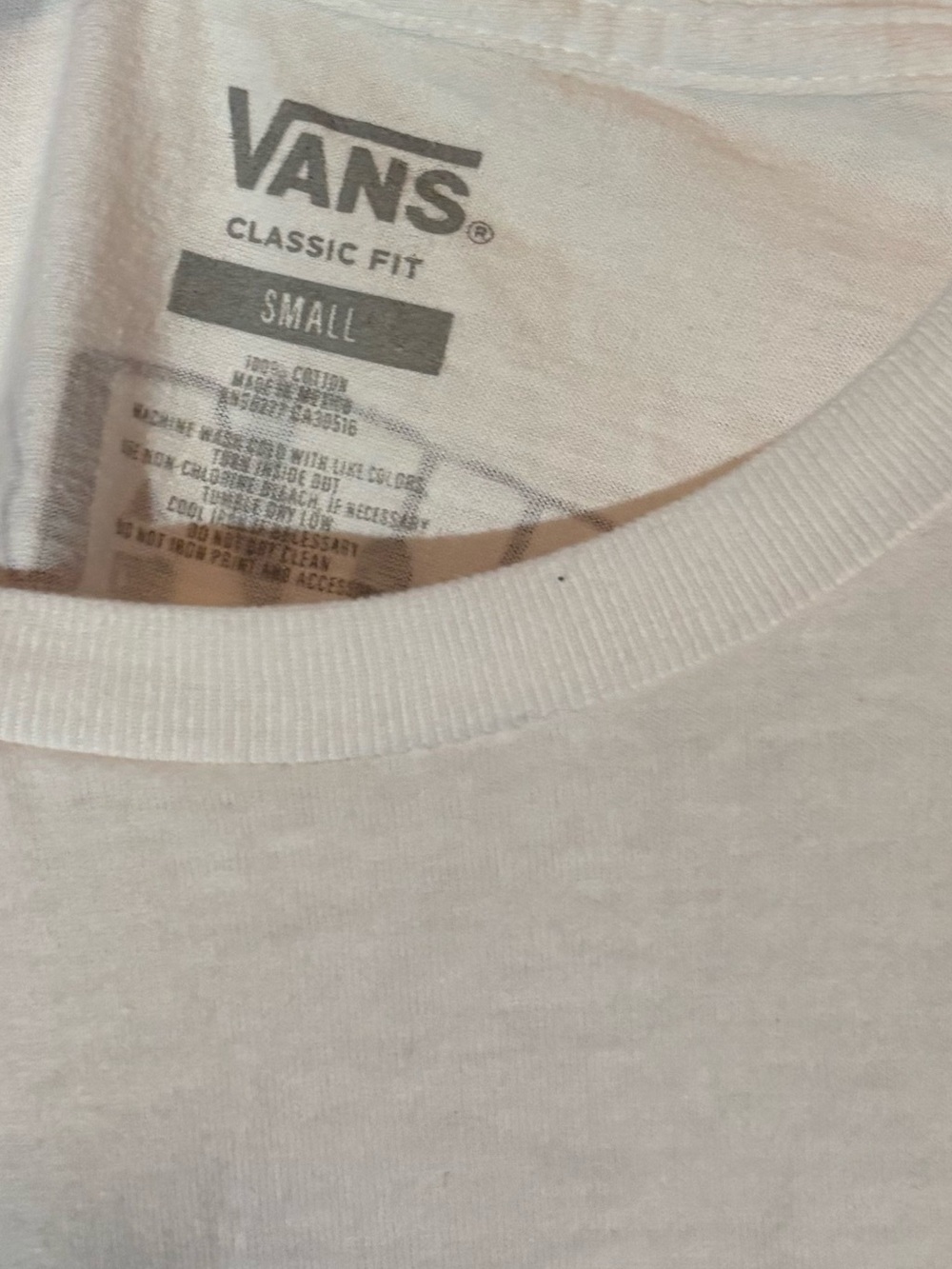 Vans White Short Sleeve Crew with Small Logo Patch - Picture 4 of 4